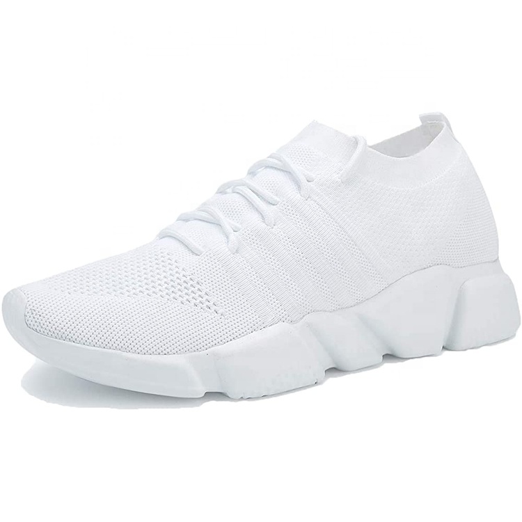 China New Fashion Style Women Lace-up Sneakers Knitted Fabric Lightweight Casual Shoes for Men
